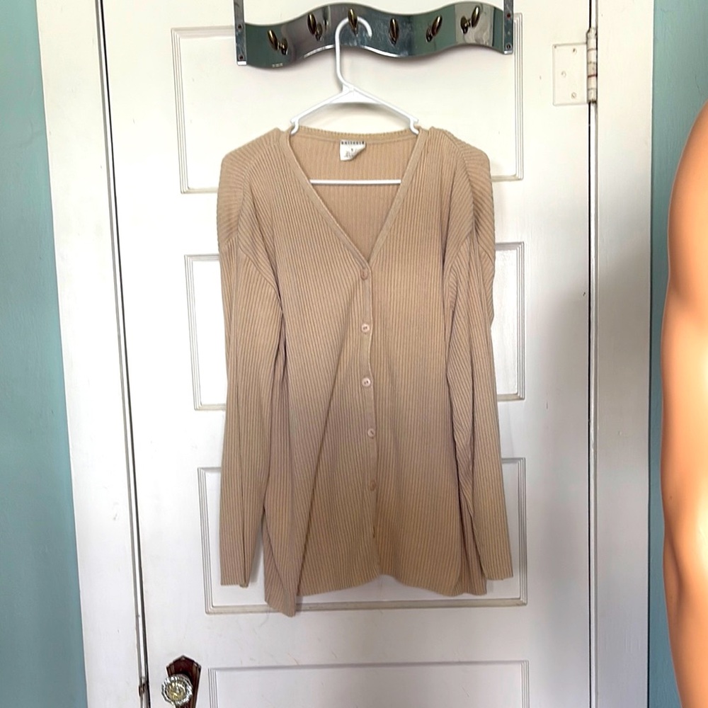 Partners Women's Tan Cardigan Sweater Size M
